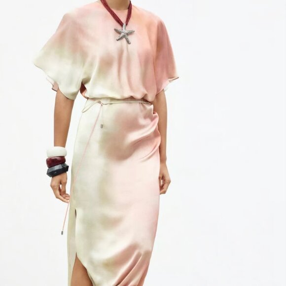 ZARA Satin Draped Midi Dress – Size XL | New, Never Worn 🧡 - Picture 3 of 15